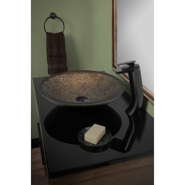 Novatto LAGHETTO Glass Vessel Bathroom Sink Set, Oil Rubbed Bronze NOHP-G031ORB - main
